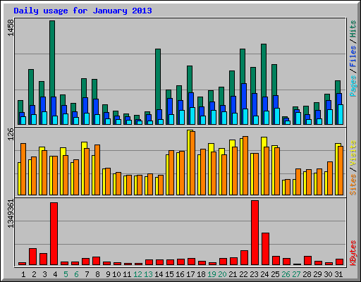 Daily usage for January 2013