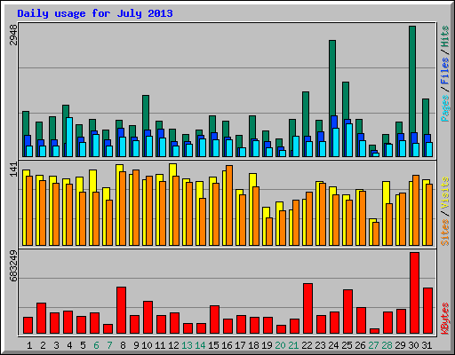 Daily usage for July 2013