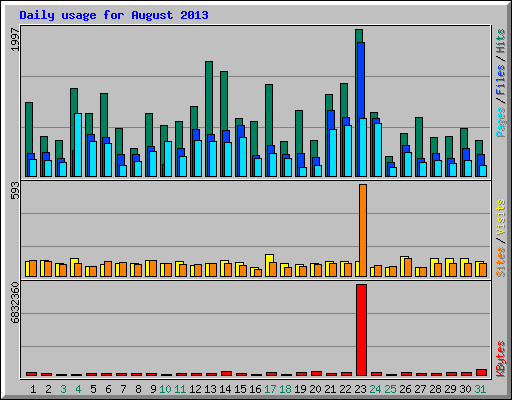 Daily usage for August 2013