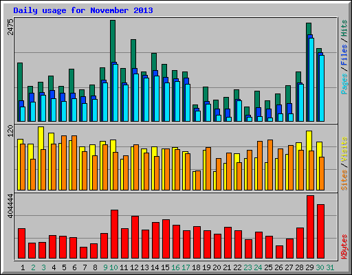 Daily usage for November 2013
