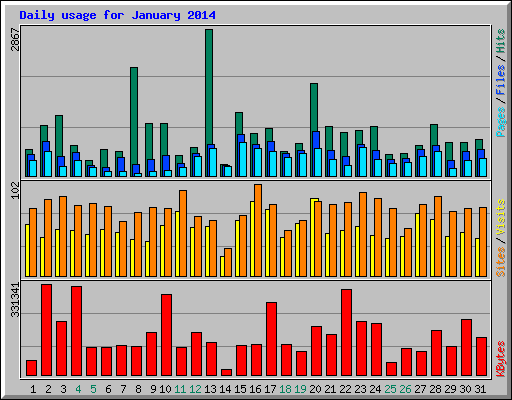 Daily usage for January 2014