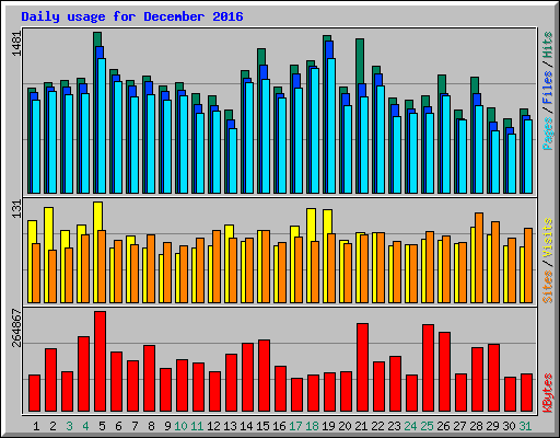 Daily usage for December 2016