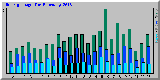 Hourly usage for February 2013